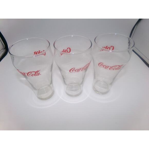 Vintage Coca-Cola Coke Soda Fountain Glass Red Double SIded Logo Red Letter Coke - Picture 13 of 16